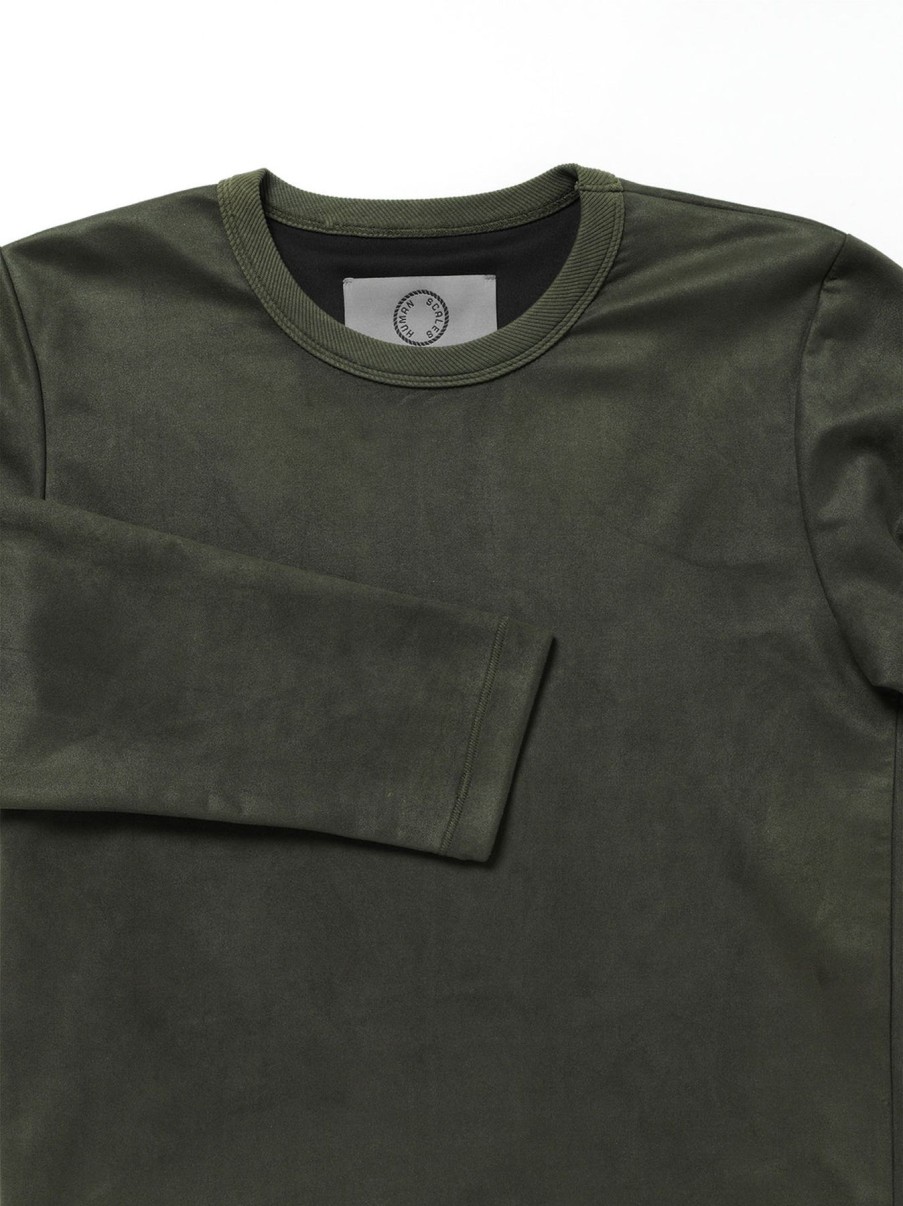 Men Human Scales Sweaters | Wilmer Vegan Suede Moss Green