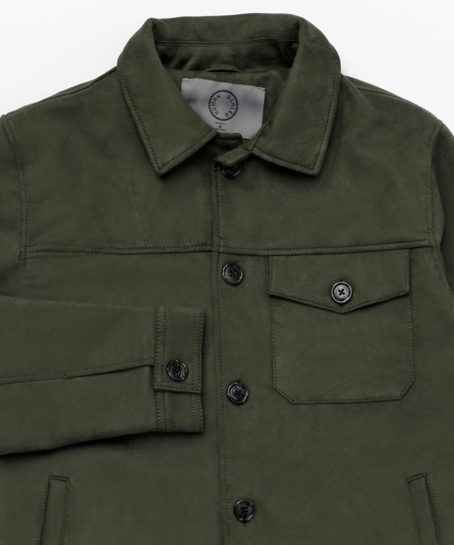 Men Human Scales Overshirts | Mark Vegan Suede Moss Green